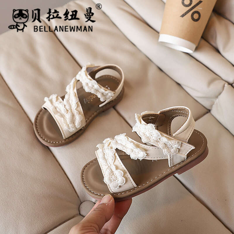2025 Summer New Korean Style Girls' Little Flower Princess Sandals Children's Open-Toe Beach Shoes for Toddlers