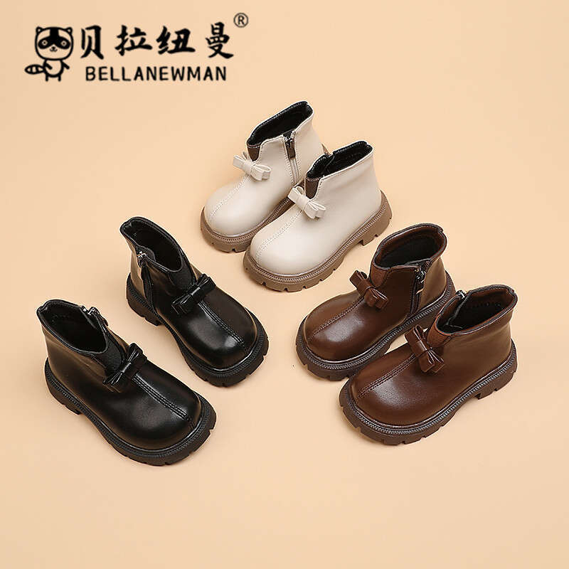 Children's British Style Martin 2023 Autumn Girls' Black Short Small Medium Large Kids Fashion Single Boots Girls