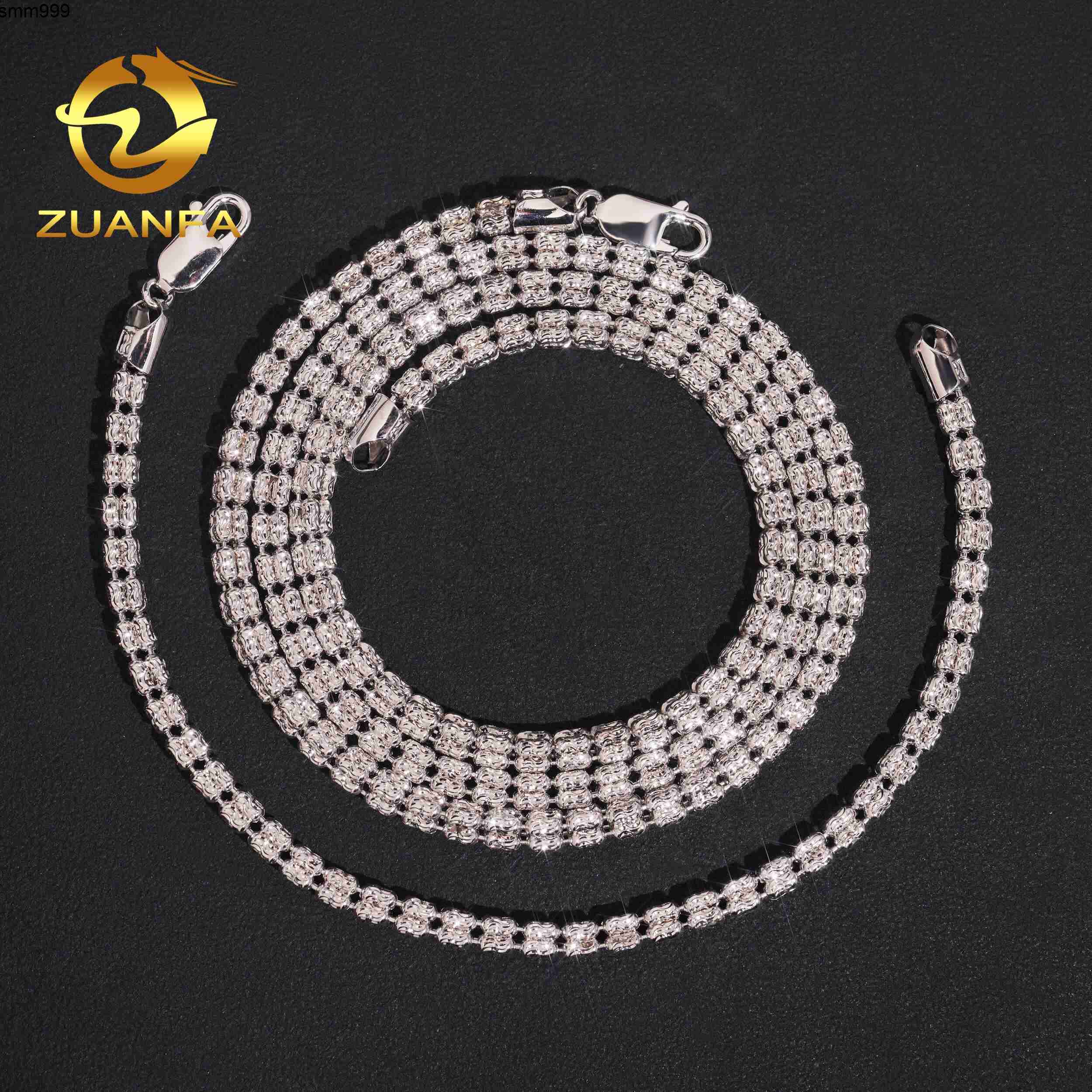 Hot Selling Jewelry 925 Sterling Silver Hip Hop Necklace 4mm Moon Cut Ball Bead Chain