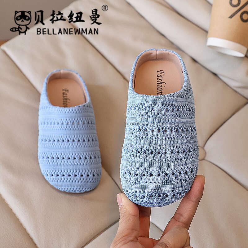 2025 Summer New Style Beach Shoes for Girls, Slip-On Lazy Sandals with Woven Toe