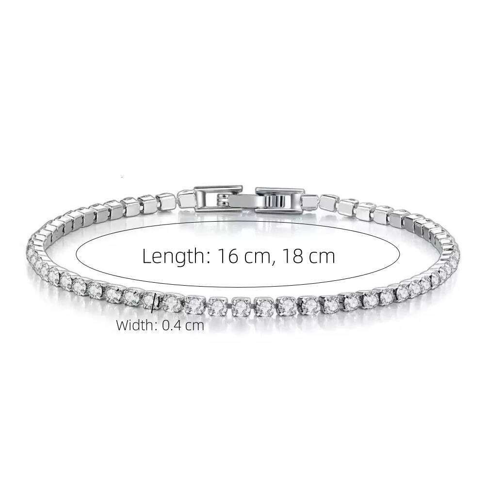 Stainless Steel Gold/ Sier Color 4mm Zirconia Chain Tennis Bracelets for Women 16/18 cm Wristband Pulsera Jewelry Gifts