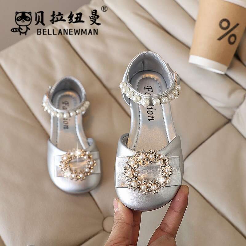 Choice Hot-Selling Girls' Beaded Princess 2025 Summer New Children's Soft Sole Closed-Toe Sandals for Toddlers
