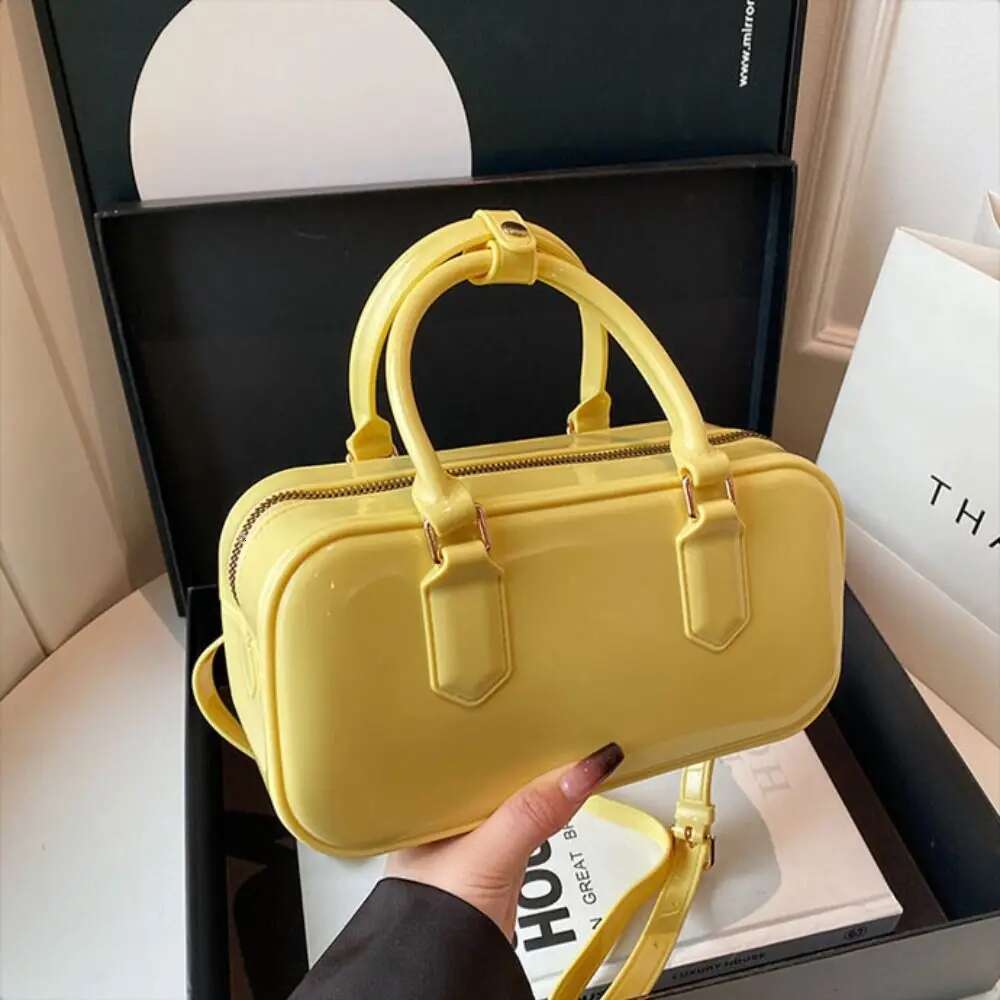 Simple Solid Color Jelly Hobos Handbag Casual Dirty Resistant Summer Bag PVC Waterproof Crossbody Satchel Commuting