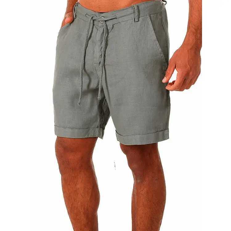 2021 Men Cotton Linen Loose Shorts Summer Male Drawstring Pocket Elastic Waist Wide Leg Half Pants BSD-ZK73 XJ250714