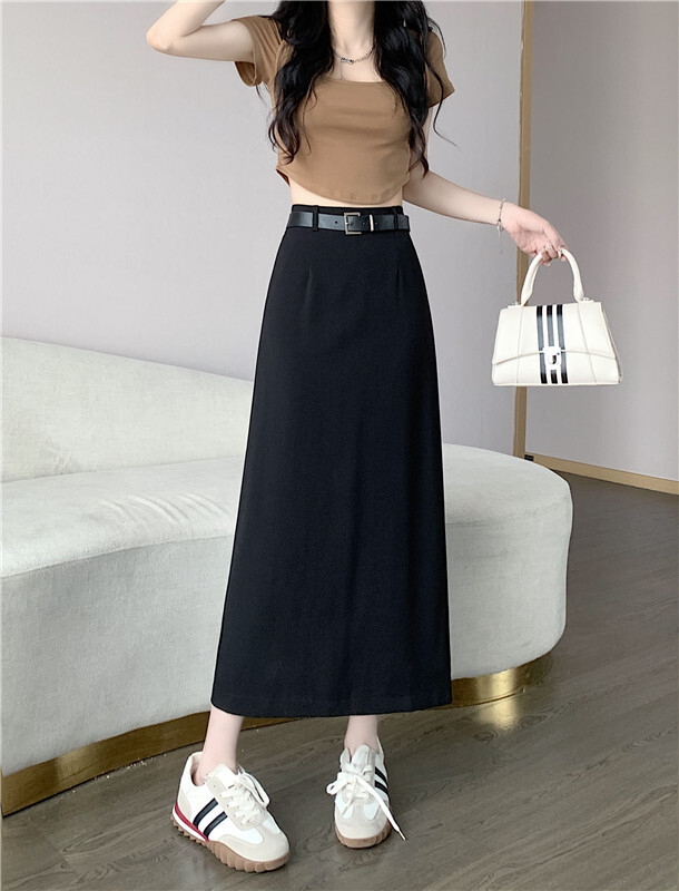2025 New women's dress new women's niche high waist split mid length A-line skirt wholesale new high-end luxury style designer dress