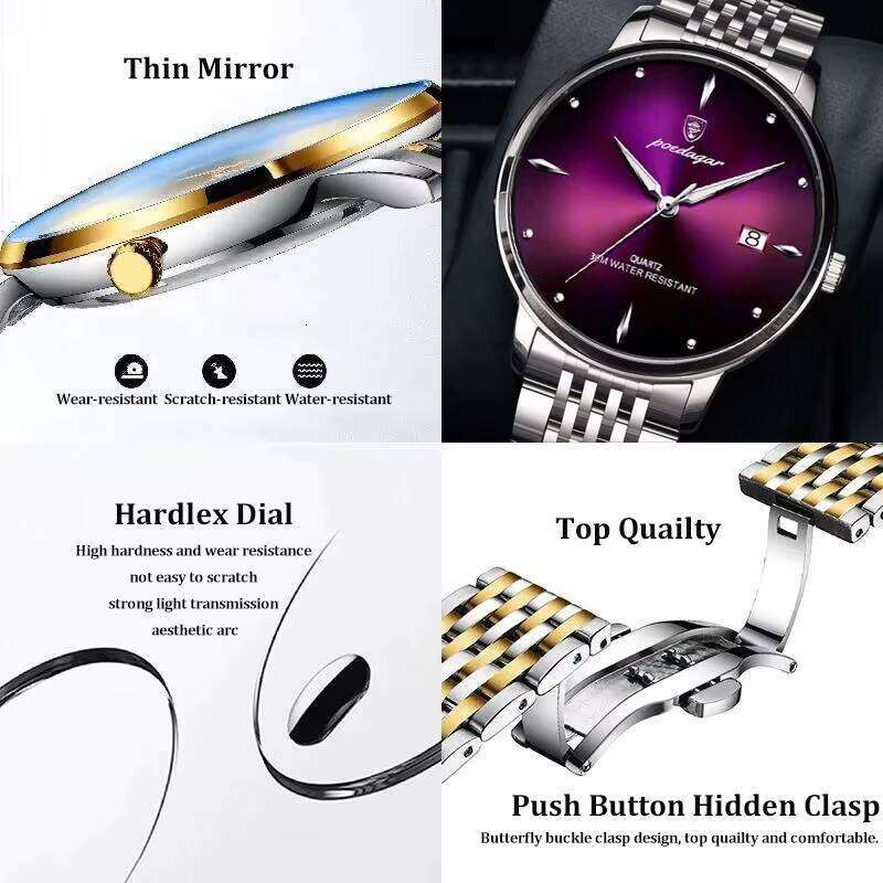DHgargets Men's Ultra-Thin Business Watch - 50M Waterproof Sapphire Crystal Quartz Watch with Date & Luminous (Model 868)