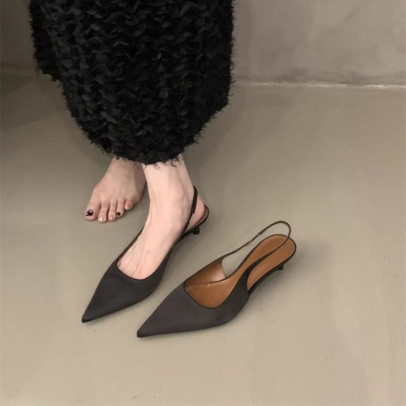 Sandals Shoes Female 2025 Plus Size Slingbacks Women's High Heels Summer Dress Pumps Women Pointed Toe Thin Heel Slip On