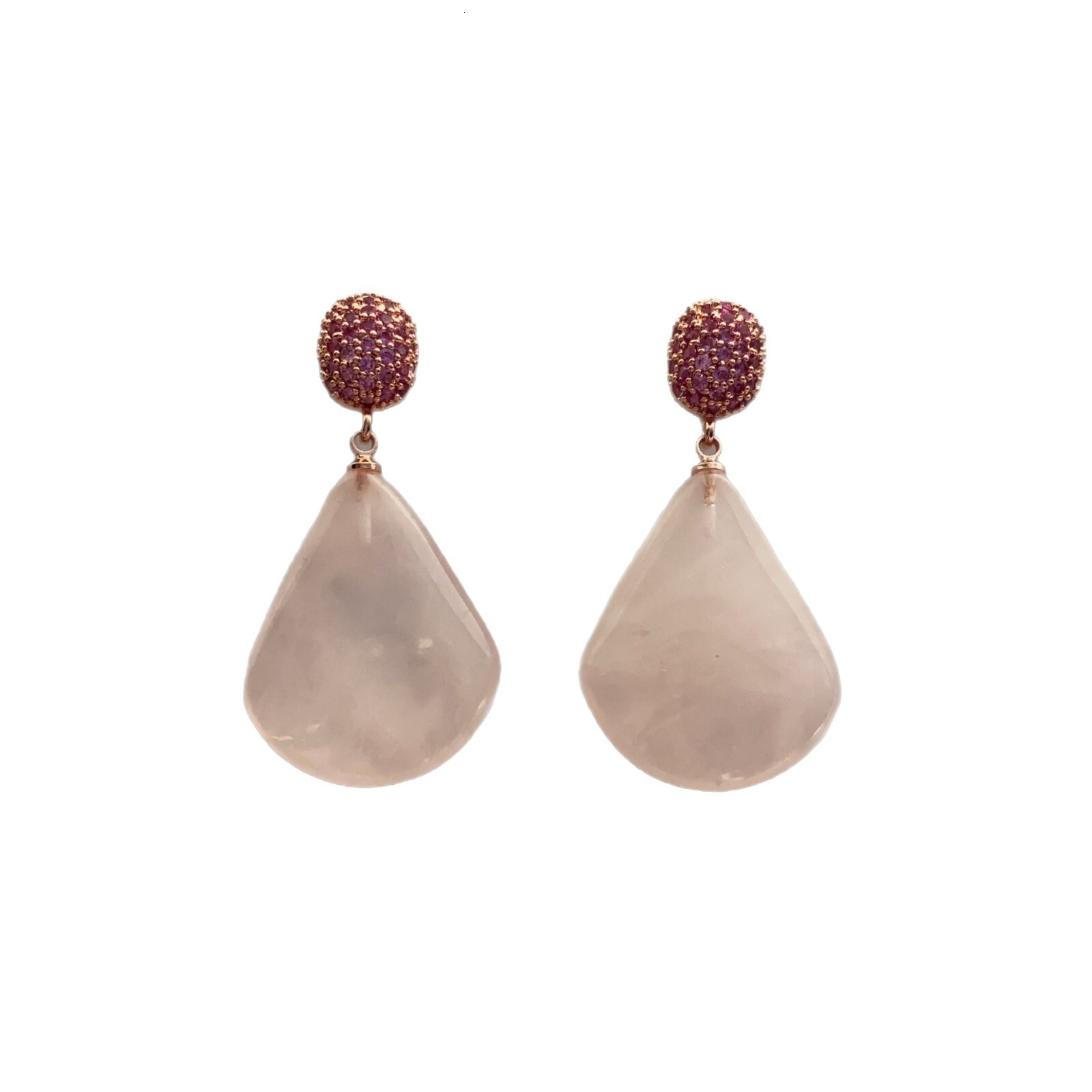 New Style Diamond-Studded Earrings Malay Jade Earrings Niche Elegant Earrings Inlaid with Natural Stone Earrings Sweet Earrings