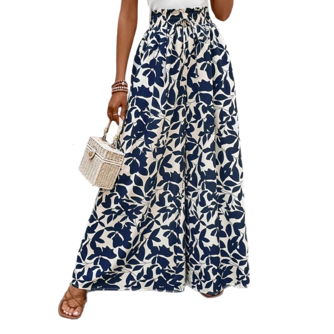 2025 New Women's Skirt New Luxury Women's Pants Skirt Printed Long Skirt Women's Pants Summer Large Bottom Long Fold Design New Designe