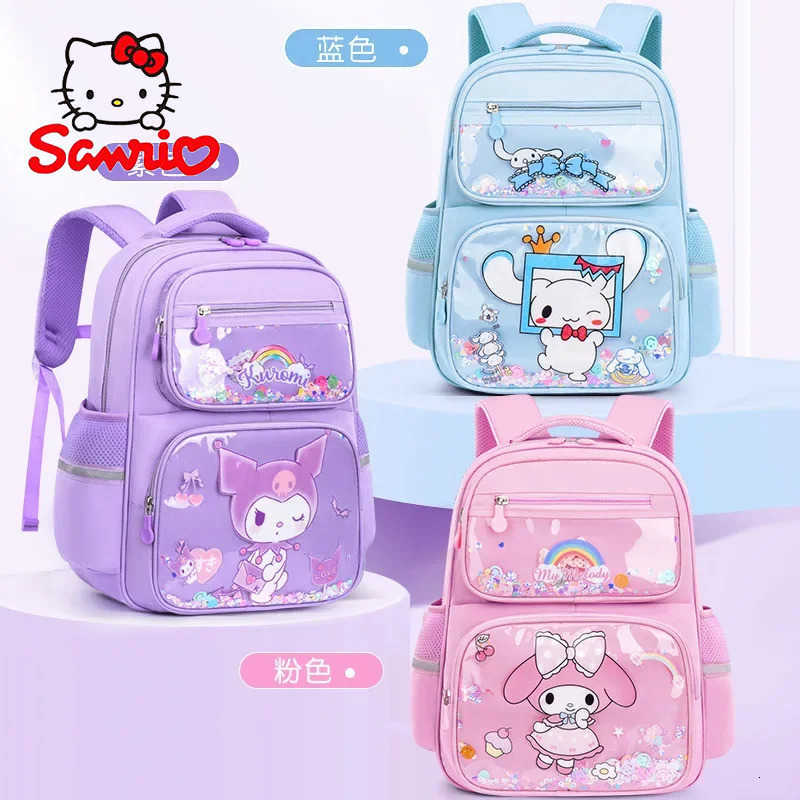 Sanrio 100% Cotton Anime Kuromi Cinnamoroll Melody Boys Girls Back To School Book Bags Cute Kids Backpack Birthday Gift Mochila w250714