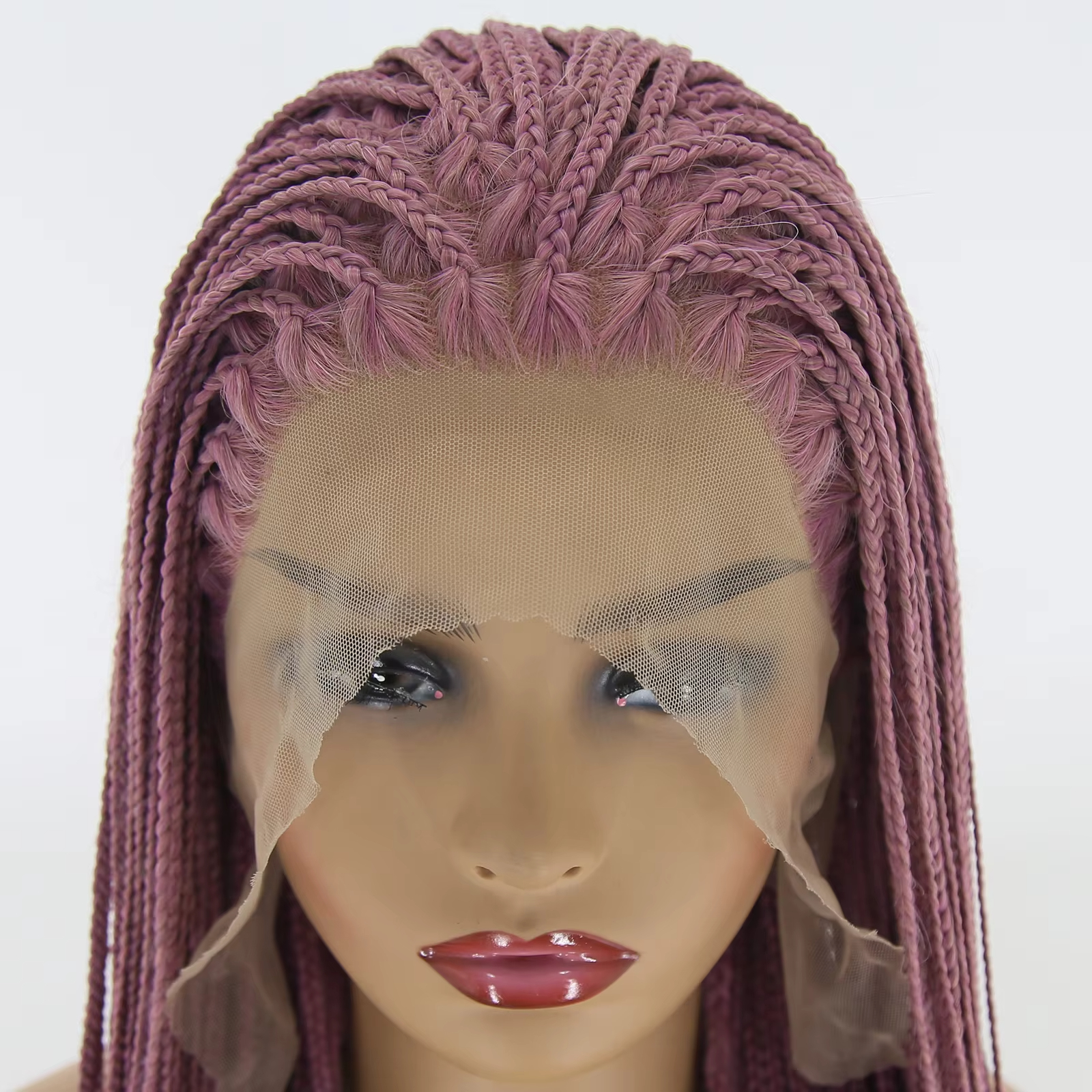 24 Inch Braids Wig Light Brown Simulation Human Hair Boho Box Full Lace Front Wig Heat Resistant Synthetic Braided Wig for Women Long Bohemian Wigs Tw