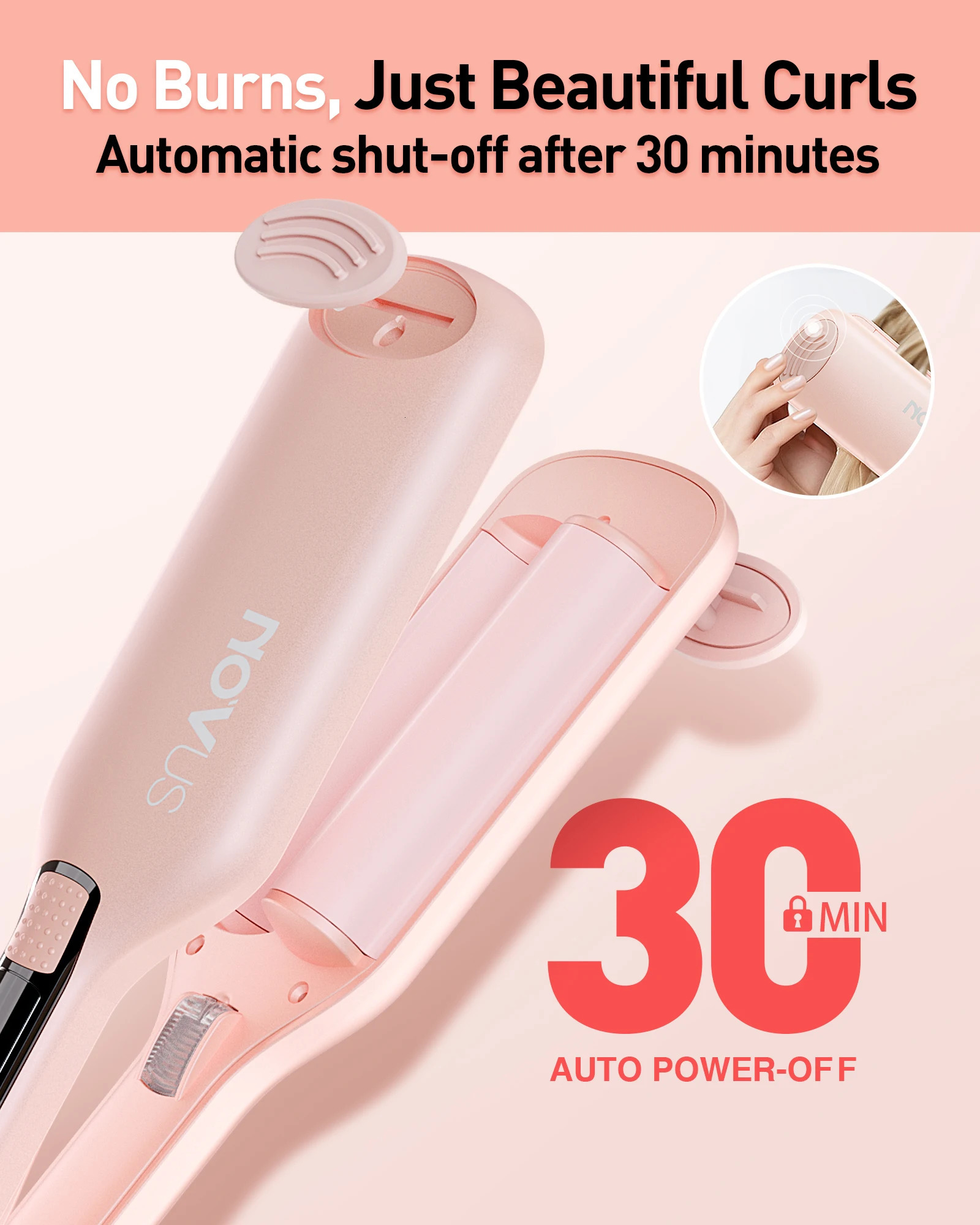 Wave Curling Iron Adjustable Temperature for Different Hair Types Creates Loose or Deep Waves Depending on Styling Technique 250712