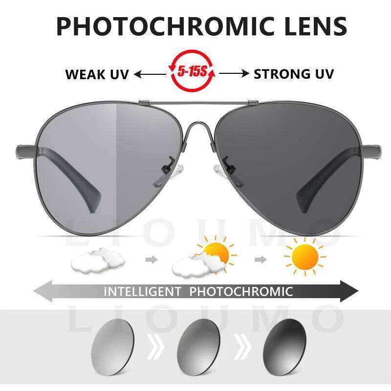 LIOUMO Titanium Frame Men's Sunglasses Polarized Women Fashion Pilot Glasses Photochromic Driving Goggles zonnebril heren