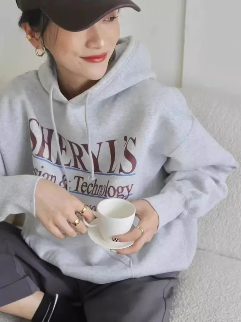 Retro American Casual Hoodie Sweatshirt Winter Arrival Burst Letter Print Comfortable Cotton Thickened Womens Clothing 250708