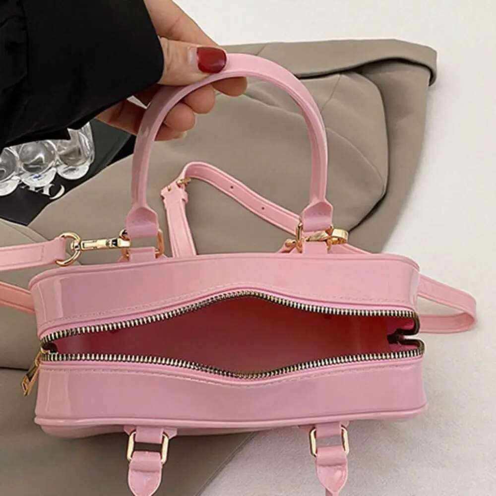 Simple Solid Color Jelly Hobos Handbag Casual Dirty Resistant Summer Bag PVC Waterproof Crossbody Satchel Commuting