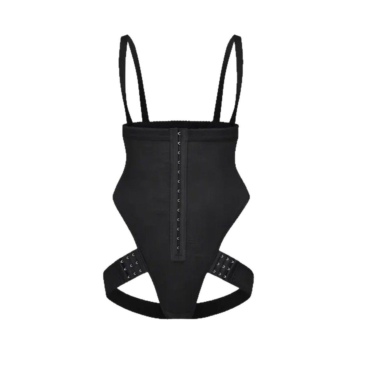 Conjoined high waisted compression pants with ample buttocks and shaping, plus size shapewear pants with buckle waistband and exposed buttocks, body s