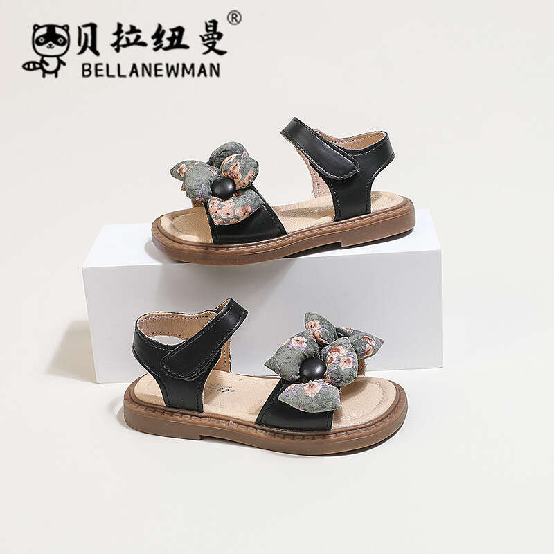 Girls Little Flower Princess Sandals 2024 Summer New Korean Style Soft Sole Children Open Toe Beach Shoes
