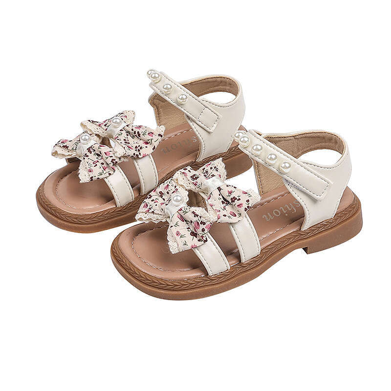 Children's Sandals 2025 Summer New Girls' Bow Soft Sole Princess Toddler Open-Toe Beach Shoes Trendy