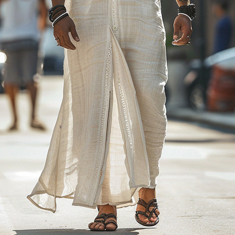 Vacation Style Men's Casual Sleeveless Button Cardigan Long Robe ddmysept ddmysept