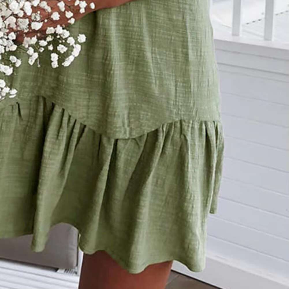 V Neck Summer for Dating Dress Solid Color Flounce Edge Spaghetti Strap Women Party Dresses dongdumaoyi