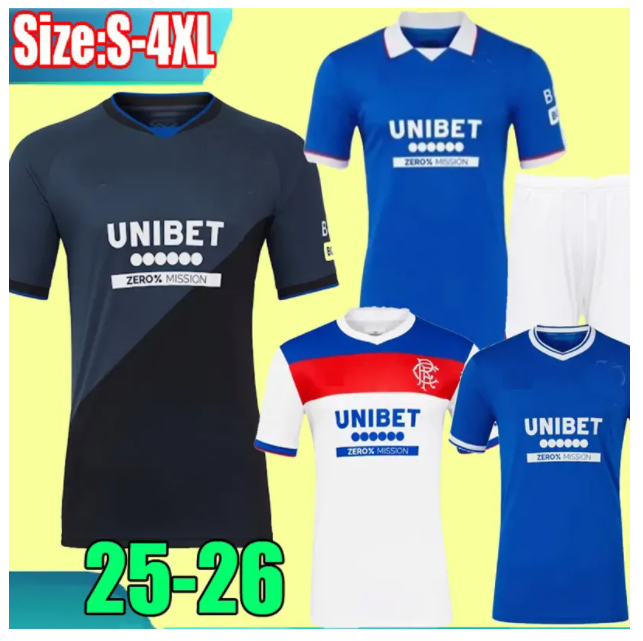 25 26 RangeresS Soccer Jerseys 2025 home shirt away Glasgow COLAK ROOFE LUNDSTRAM HAGI BARKER MORELOS TAVERNIER KENT TILLMAN 3RD Football man kids kit