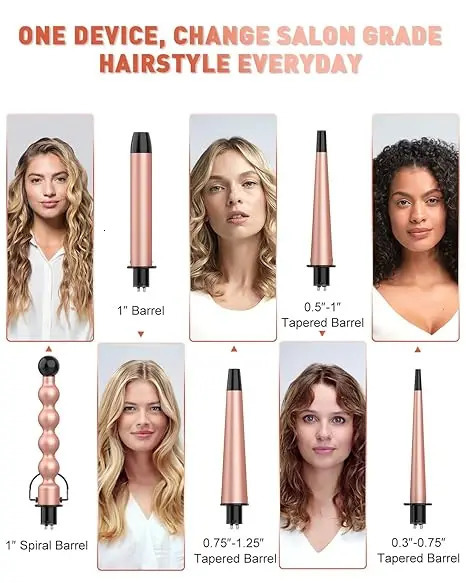 5 in 1 Curling Iron Set - OPE PRO Curling Wand Iron with Interchangeable Barrels 0.35-1.25 Hair Curler Wand for Hairstyle 250712