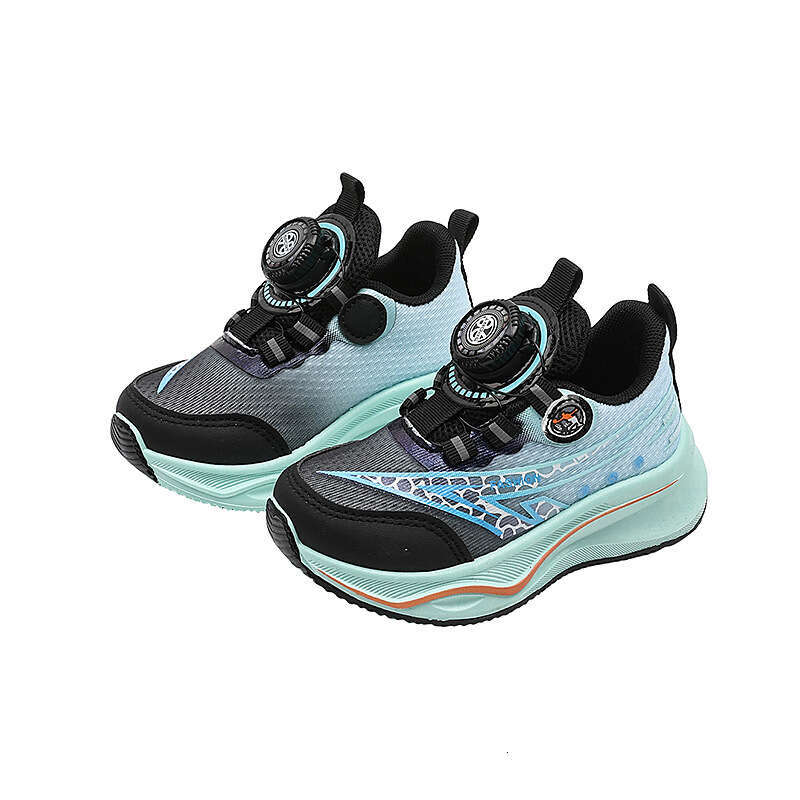 Children's Rotating Button Sneakers 2025 Spring Autumn New Korean Style Boys Casual Running Big Kids Mesh Shoes