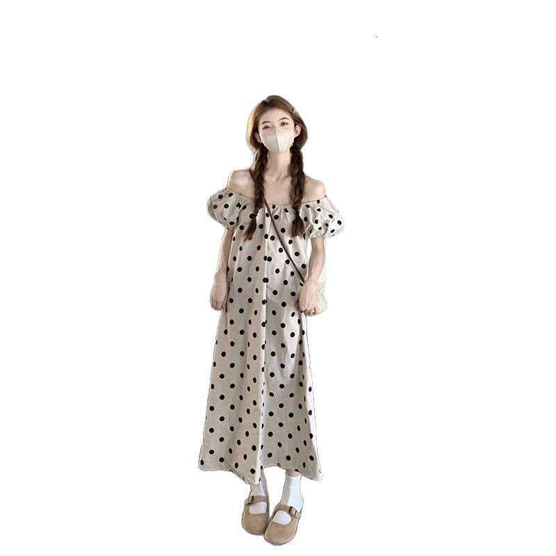 Gentle Wind Style Bubble Sleeve For Women Summer New Design Loose Slimming Mid-Length Dress B5
