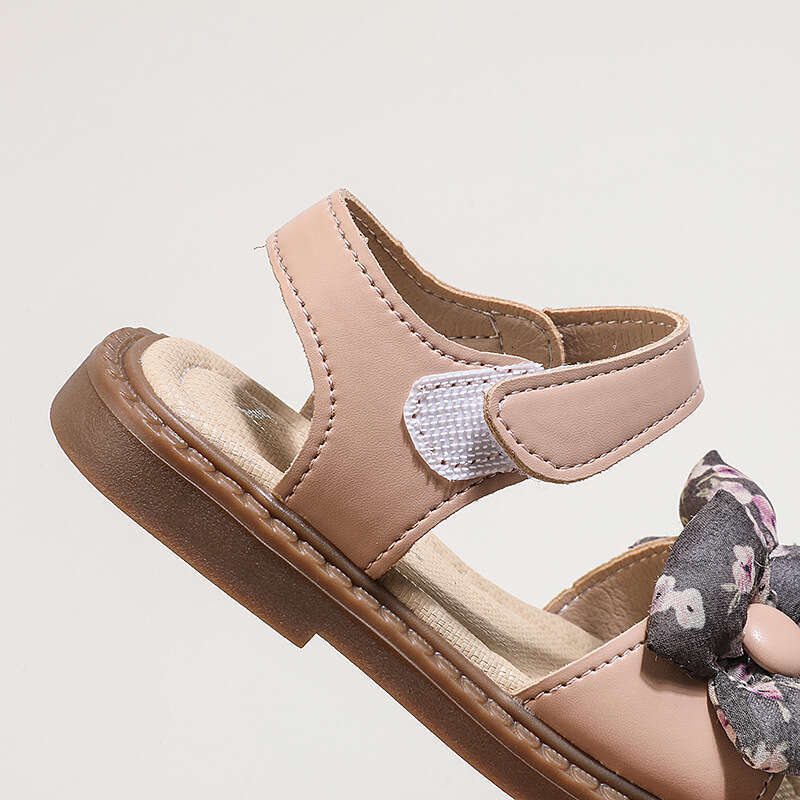 Girls' Bow Princess Sandals 2024 Summer New Korean Style Soft Sole Children's Open-Toe Beach Shoes