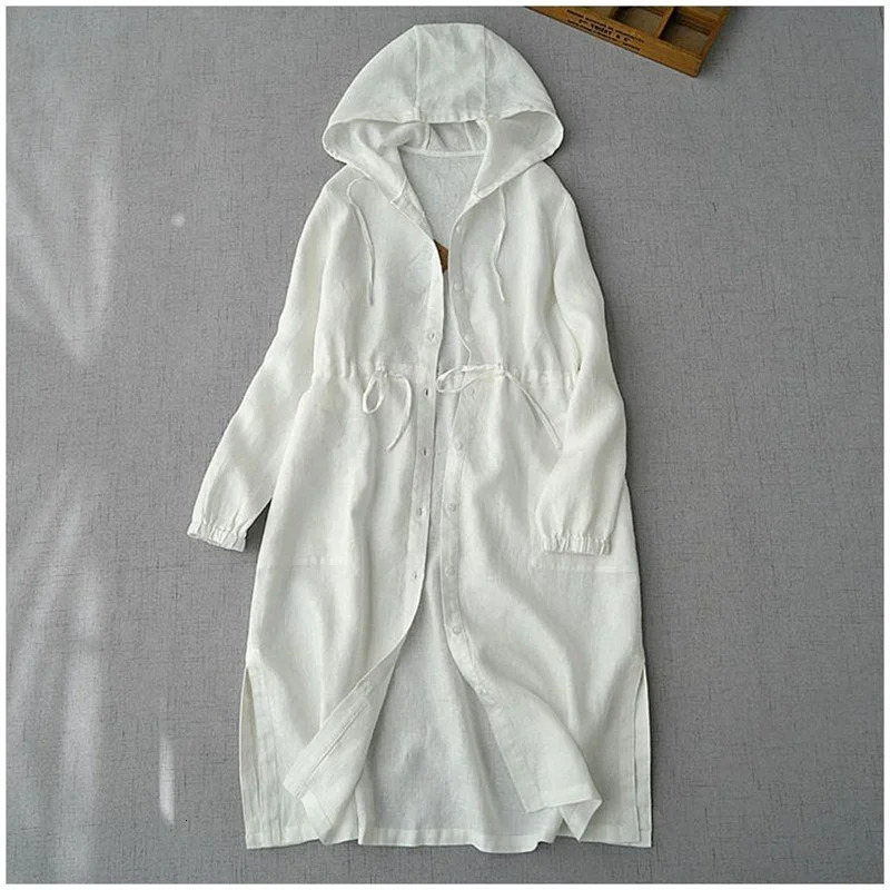 Summer Linen Sun Protection Clothes For Womens Hooded Thin Windbreaker Jacket Mid Length Spring Autumn Coat Tops Female Hoodies 250708
