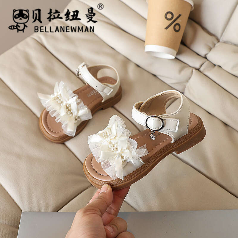Choice Kids 2025 Summer New Girls Beaded Princess Sandals Korean Style Children's Soft Sole Fashion Beach Shoes
