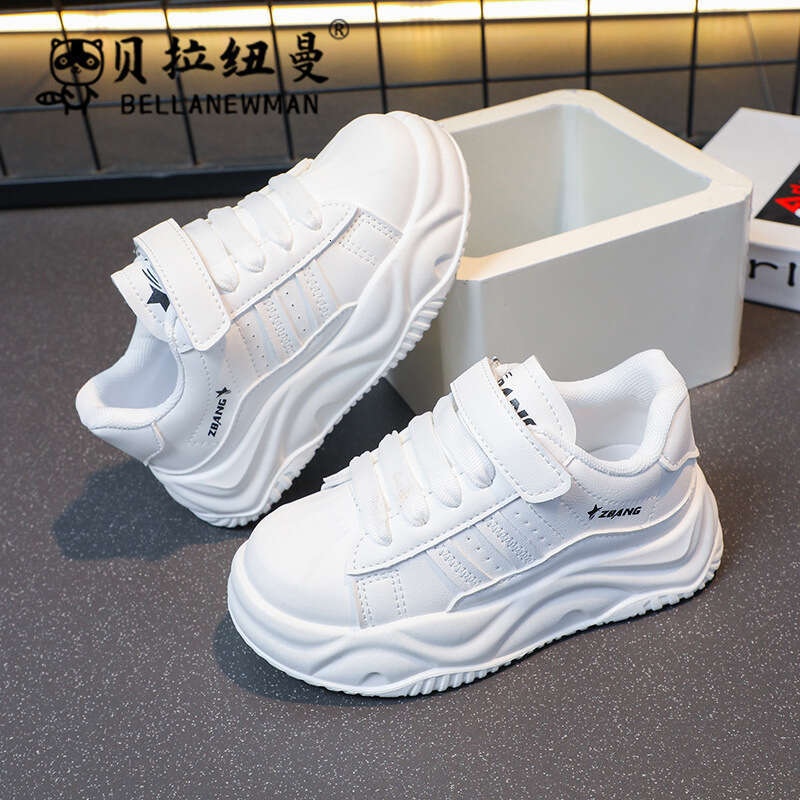 Children's Trendy White 2025 Spring and Autumn New Korean Style Girls' Fashion Thick-Soled Sneakers Boys' Versatile Casual Shoes