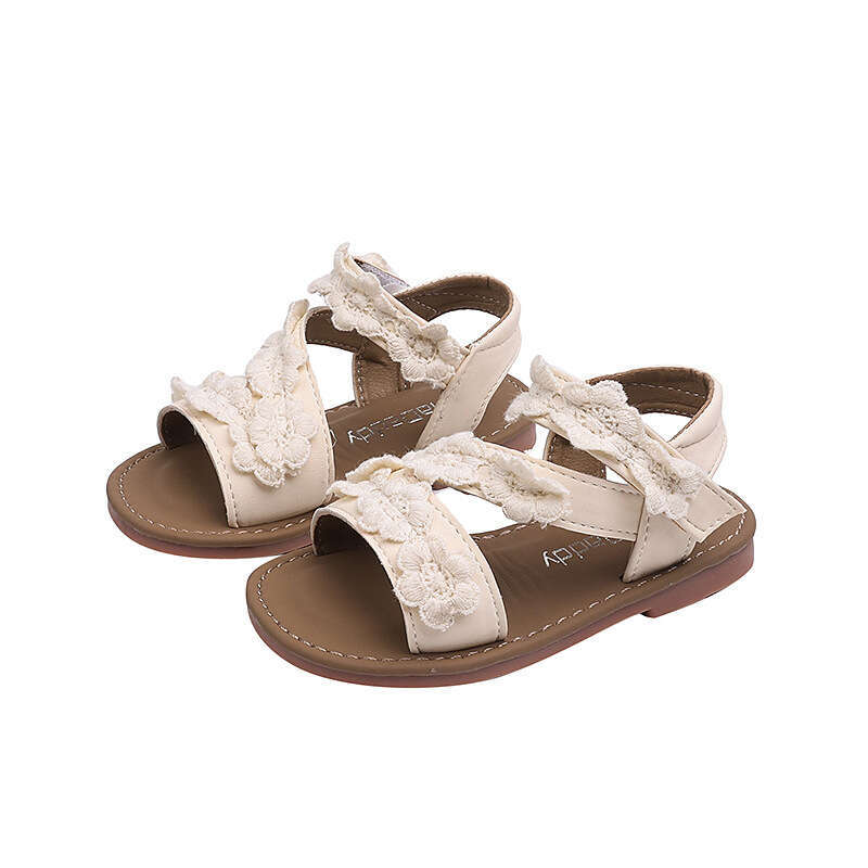 2025 Summer New Korean Style Girls' Little Flower Princess Sandals Children's Open-Toe Beach Shoes for Toddlers