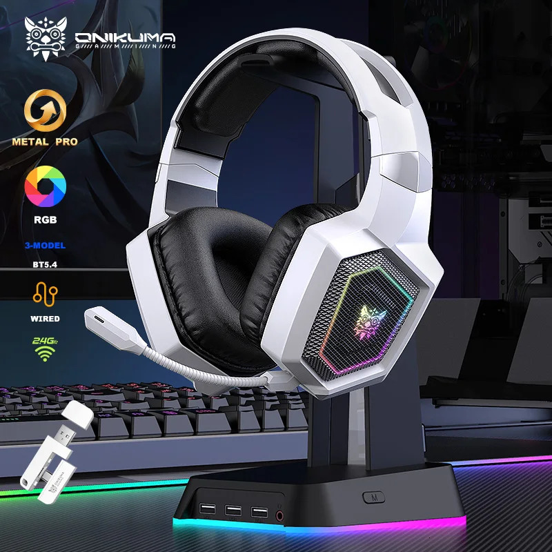 ONIKUMA GT806 TriMode Gaming Headset with Microphone for PC Mobile Devices 24GHz Wireless 53 250703