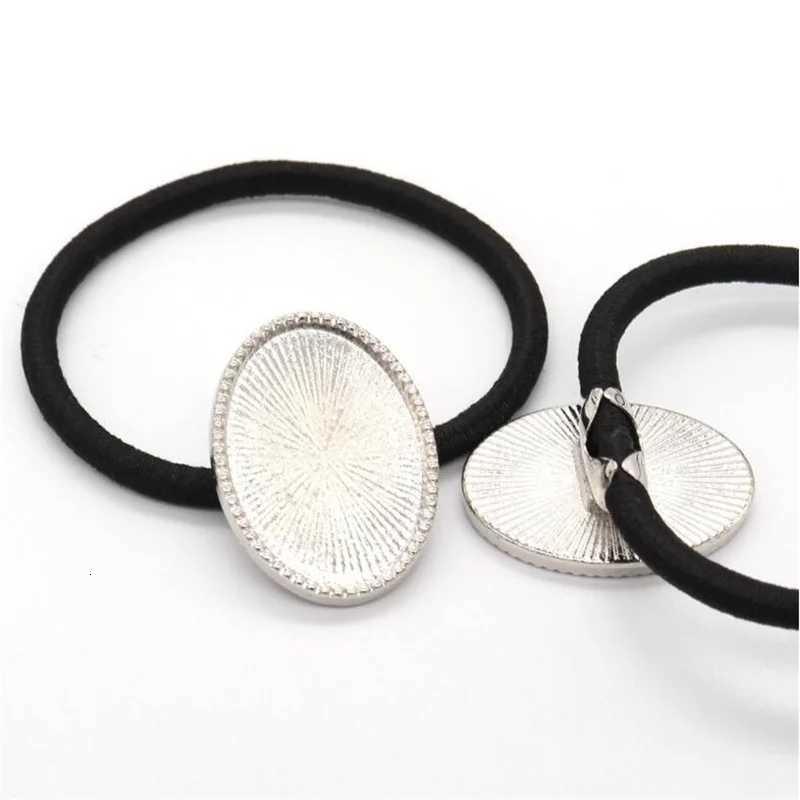 5-20Pcs/Lot Hair Bands Hair Ties Cabochon Setting Frame Tray Moon Star Round Bezel For DIY Women Hair Accessories Jewelry Making W250714C