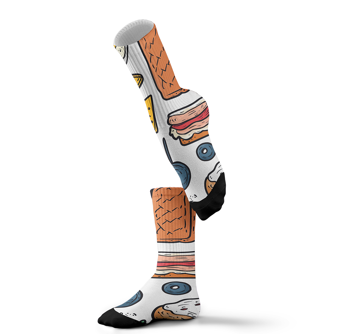 culinary craze tube unisex sock pop food bread prints