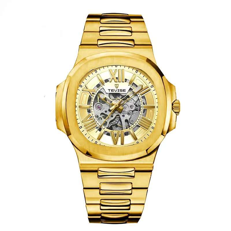 DHgargets Nautilus Skeleton Men's Business Watch Automatic Mechanical, Waterproof, Luminous, Stainless Steel, Classic Luxury Watch for Men
