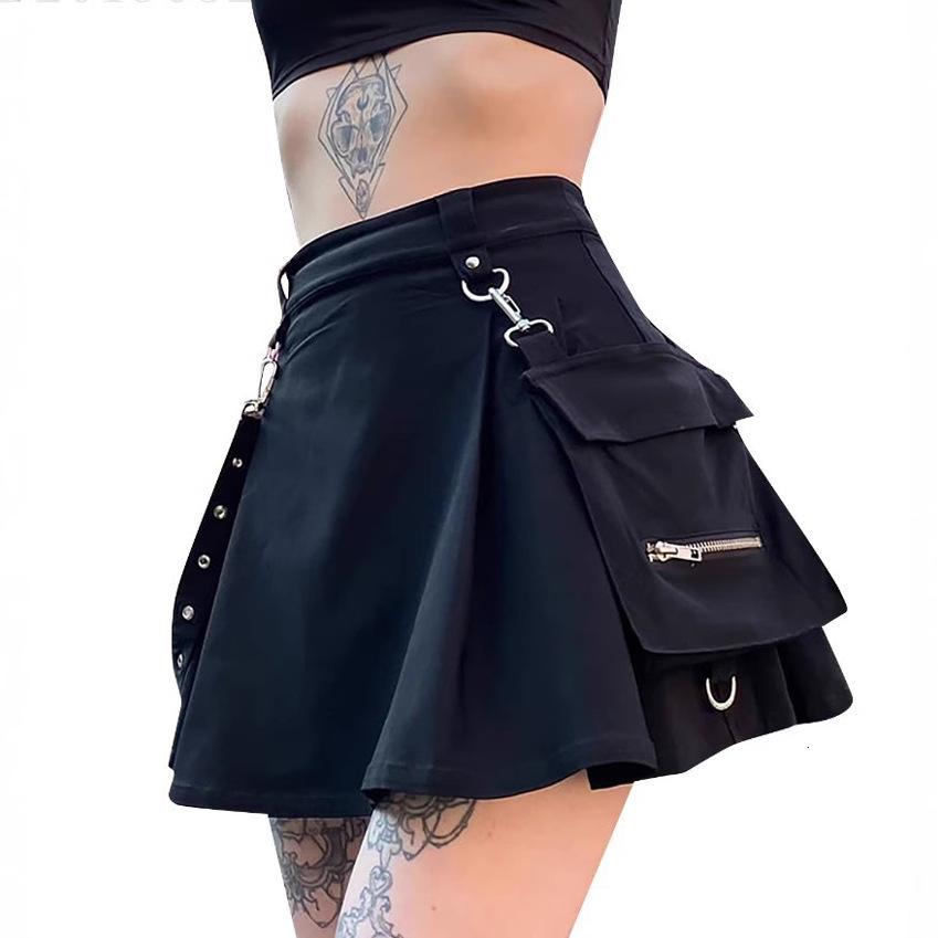 2025 New women's skirt summer new women's high waisted pleated skirt punk style irregular workwear skirt half skirt women's new designe