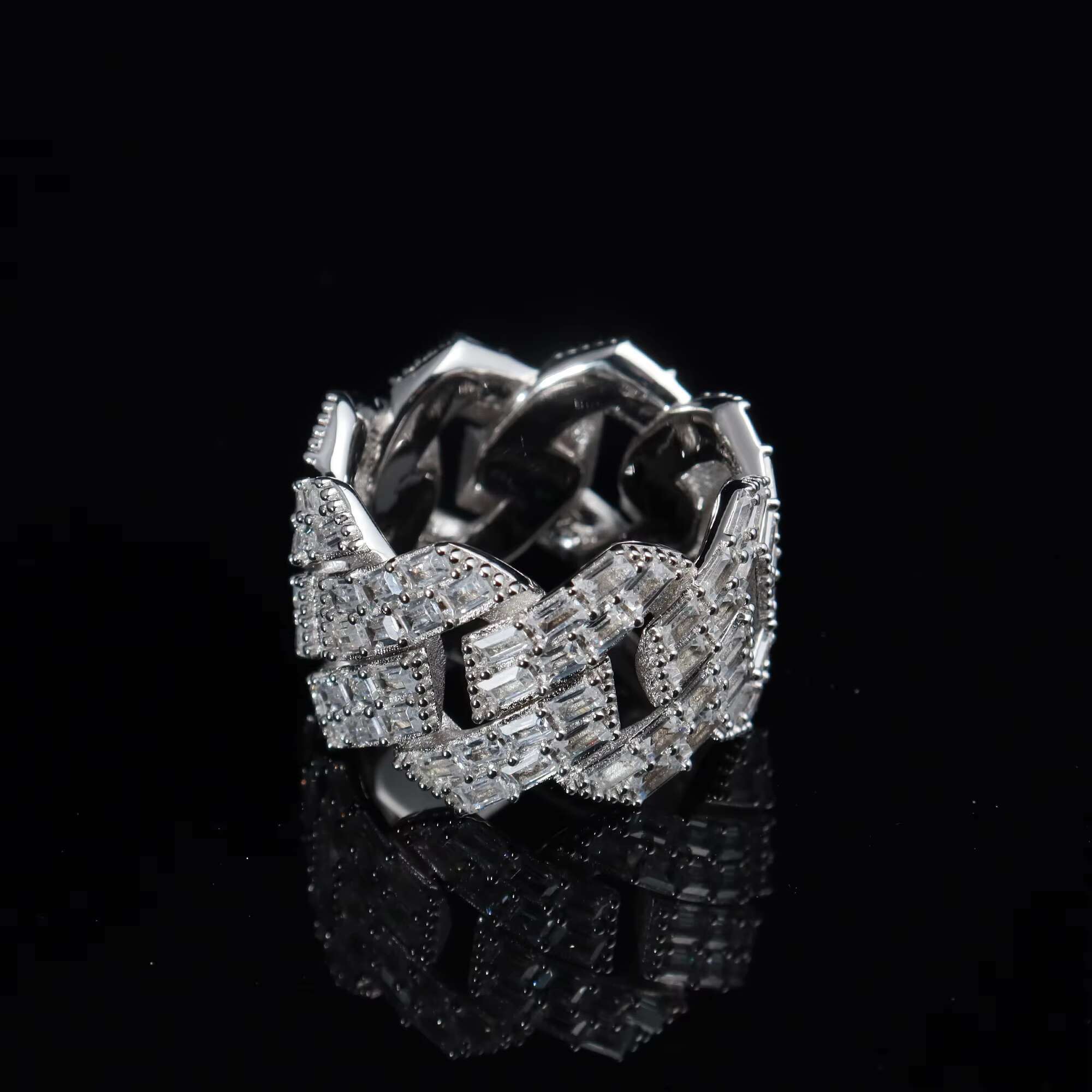 Bulk Sales New Style 925 Silver 2 Row Vvs1 D Color Moissanite Hip Hop Bling Jewelry Rings With Gra Certified