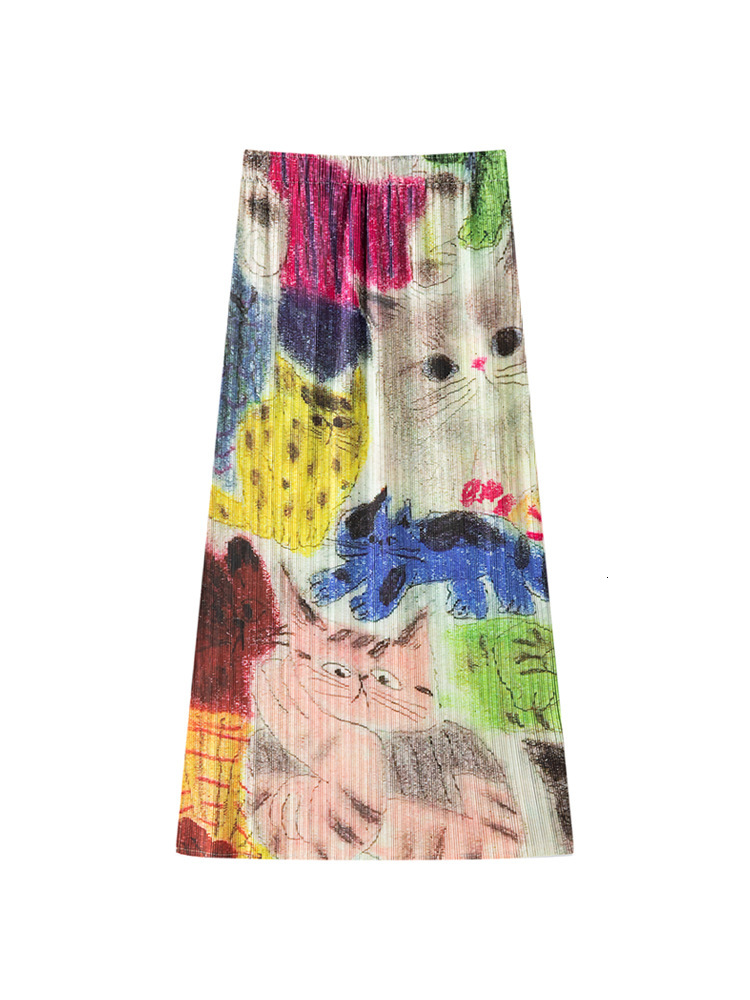 New Women's Skirt, Various Pattern Printed A-line Skirt, Unique Design, Folded Skirt, Women's High Waist Slimming Princess Half Skirt, New D