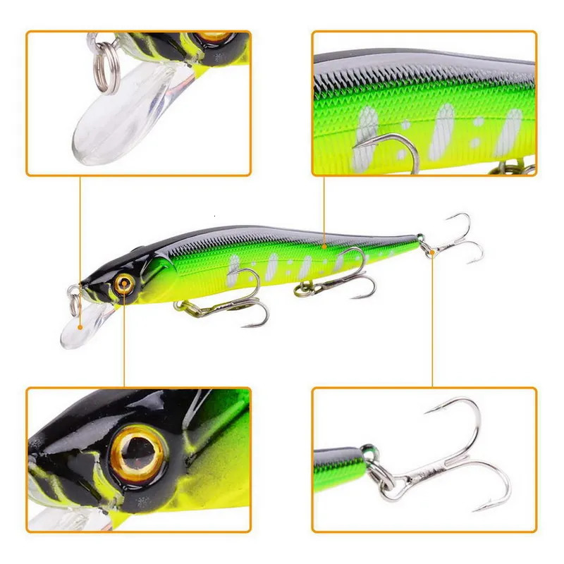 3PCSbox Japan Slow Sinking Minnow Fishing Lures 12cm 14g Jerkbait Bass Pike Carkbait Wobblers Swimbait Professional Bait 250708