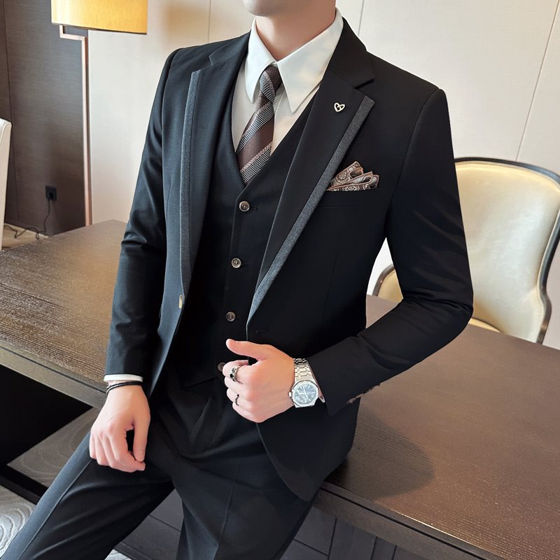 H787Men's slim casual grey wedding suit for groom