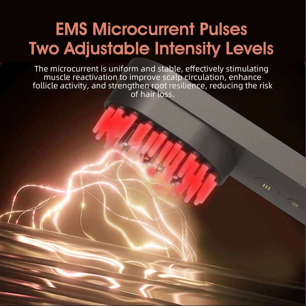 Electric Salon Scalp Care Hair Growth LED Red Light Vibration Massage Comb Device