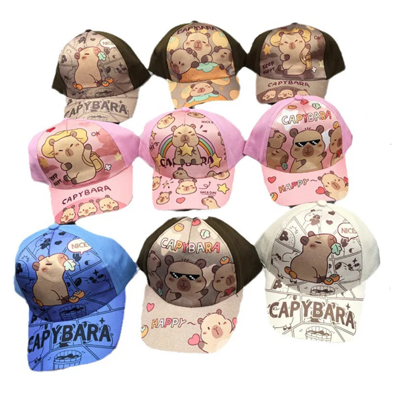 Childrens Cartoon Capybara Printed Cap Boys Girls Outdoor Sunshade Cute Capibara Hat Lovely Kids Baseball 250704