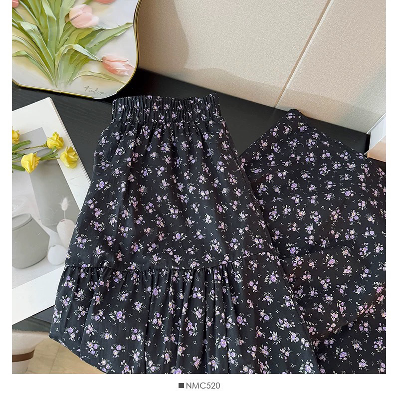 2025 New Women's Skirt Summer New Korean Printed Women's Dress Summer New High Waist Slimming Design Cake Medium length Skirt Fashion New De