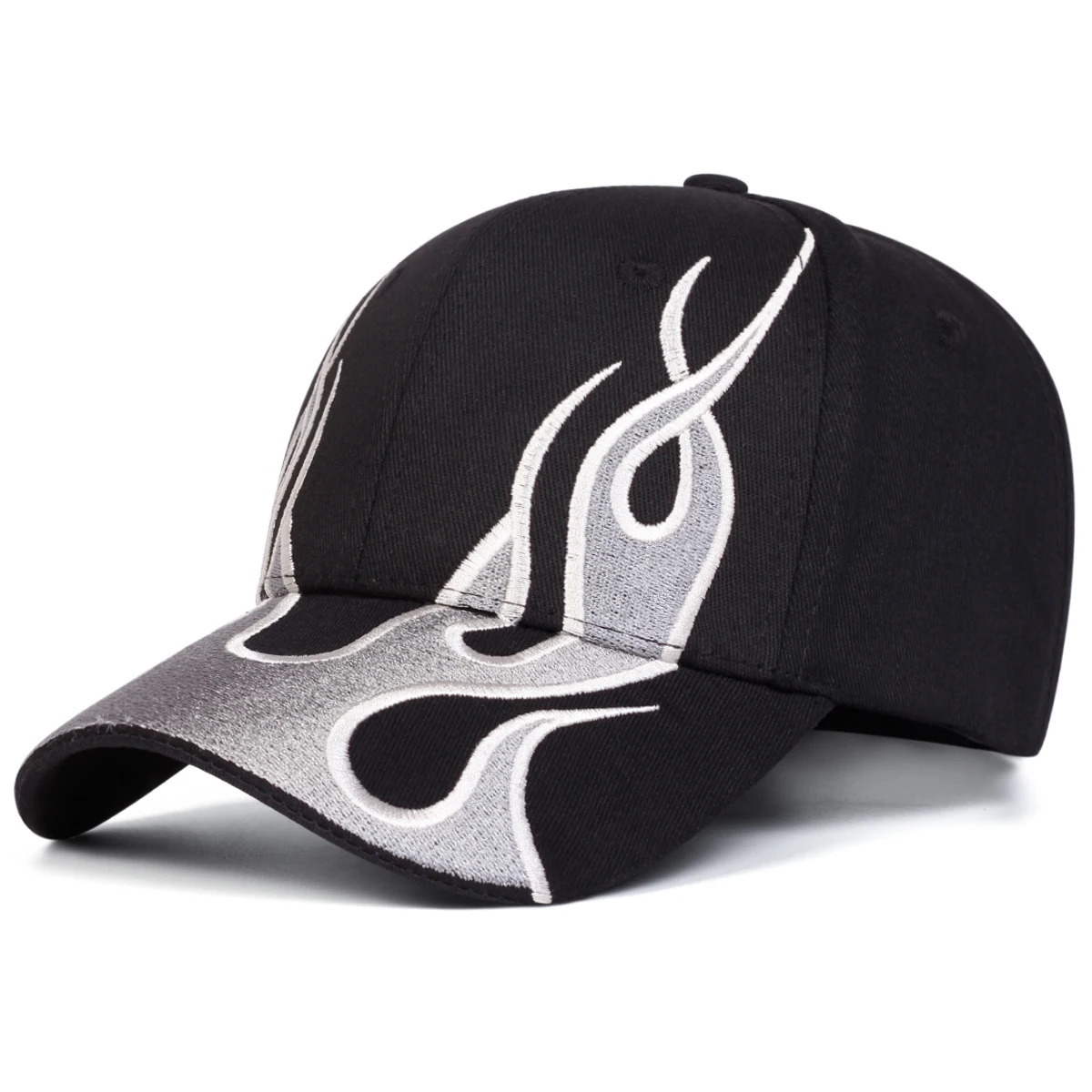 Unisex Flame Embroidery Baseball Caps Outdoor Adjustable Spring and Autumn Casual Sunscreen Hat 250704