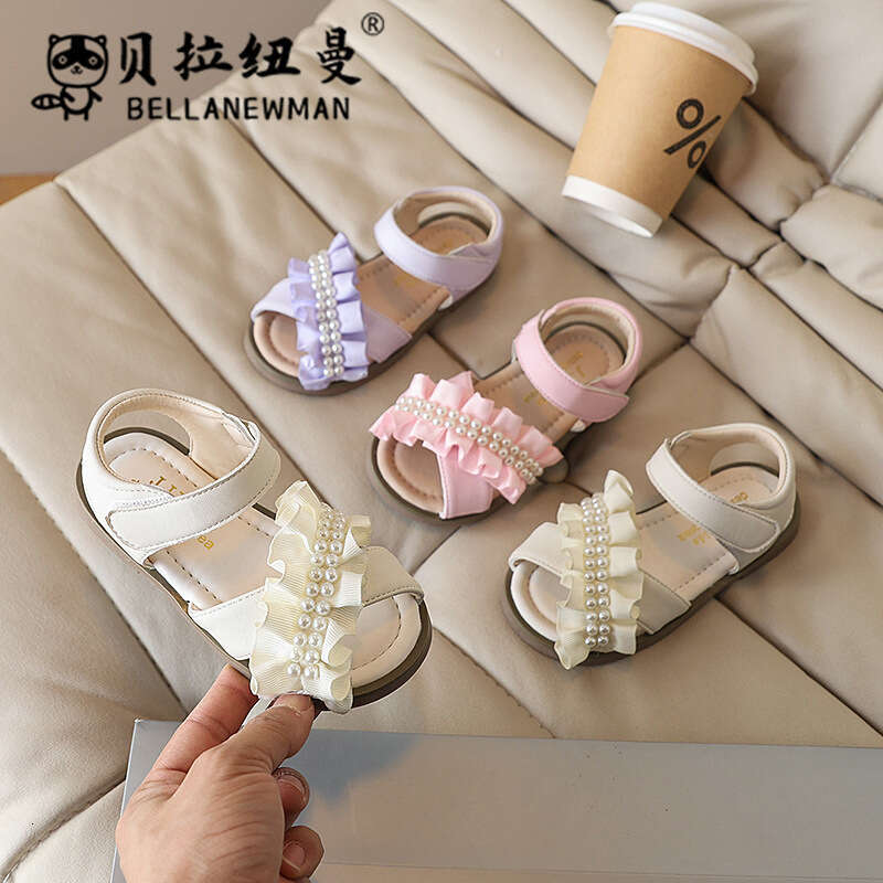 Choice Girls Beaded Lace Princess Sandals 2025 Summer New Children's Fashion Cross Soft Sole Beach Shoes