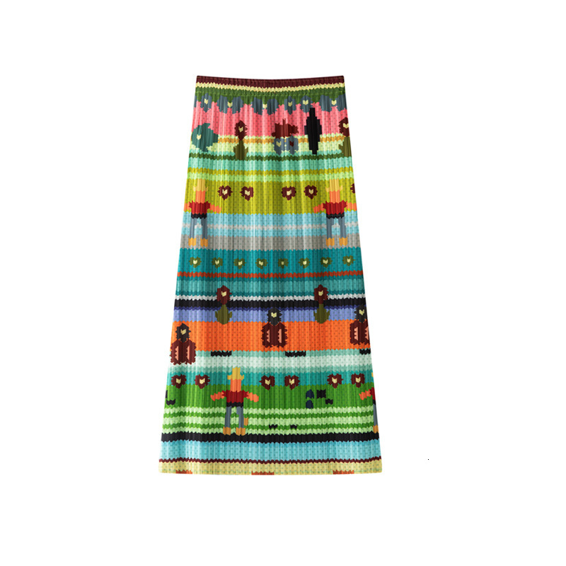 New Women's Skirt, Various Pattern Printed A-line Skirt, Unique Design, Folded Skirt, Women's High Waist Slimming Princess Half Skirt, New D