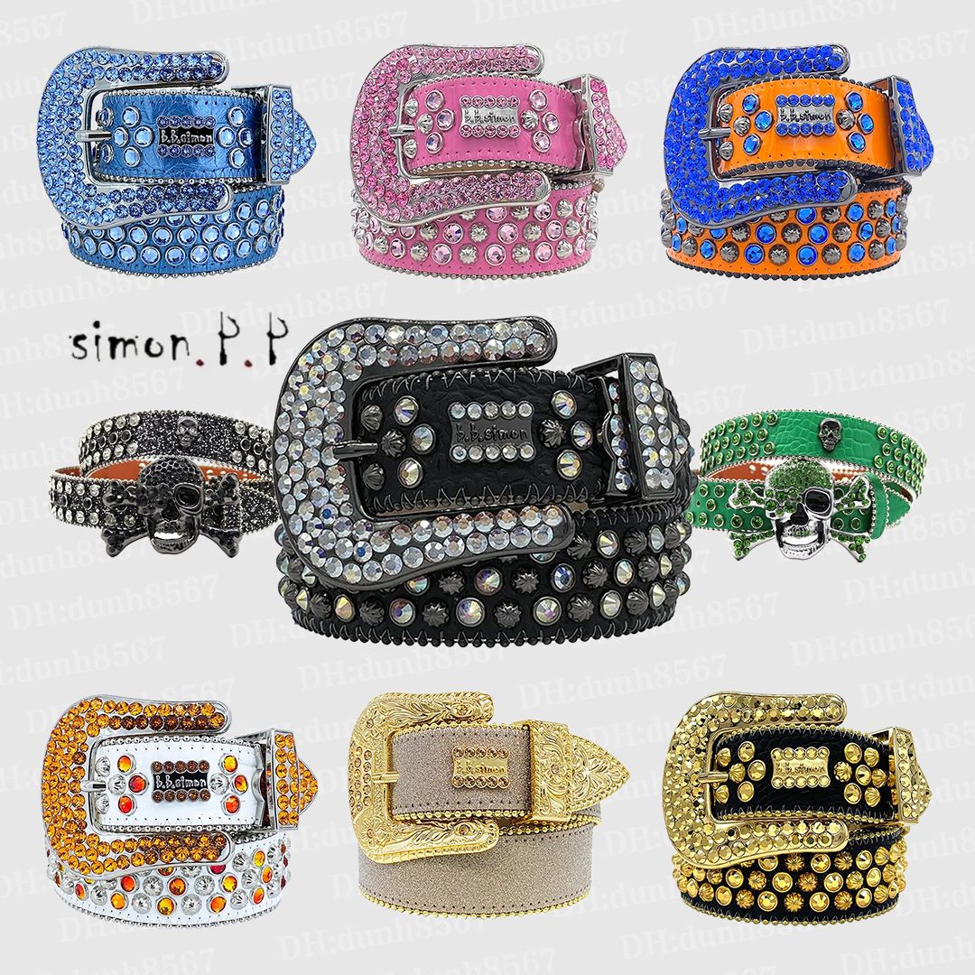 Best Classic Bb Simon belt designer Y2K belt womens hip hop crystal diamond belt mens fashion trend rhinestone belt shiny PU belt jeans belt 43 colors personality wear