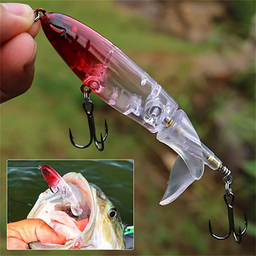 10cm14cm Topwater Fishing Lure Whopper Popper Artificial Bait Hard Plopper Soft Rotating Tail Tackle 250708